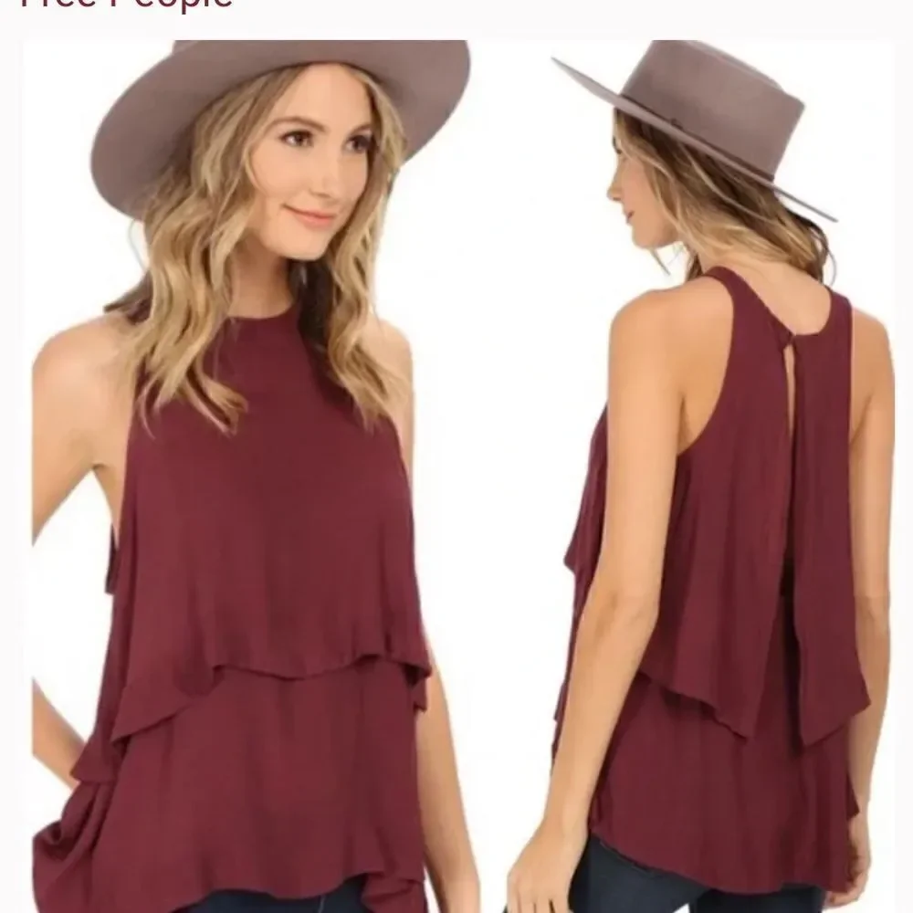 Free People Layers In Love Tunic in maroon size S